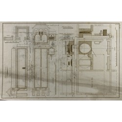 Gravure de 1800ca - Gravure architecture militaire - Plan d'une citerne & boulangerie - 1