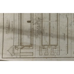 Gravure de 1800ca - Gravure architecture militaire - Plan d'une citerne & boulangerie - 5