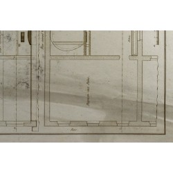 Gravure de 1800ca - Gravure architecture militaire - Plan d'une citerne & boulangerie - 6