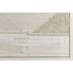 Gravure de 1800ca - Gravure architecture militaire - Profil d'une enceinte, demi-lune - 6