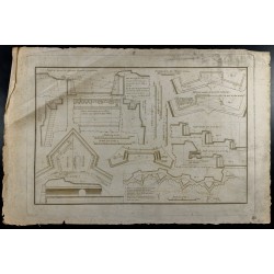 Gravure de 1800ca - Gravure architecture militaire - Profil des fossés, fortifications - 2