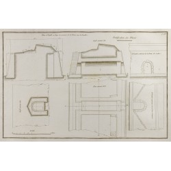 Gravure de 1800ca - Gravure architecture militaire - Plan poterne sous la tenaille - 1