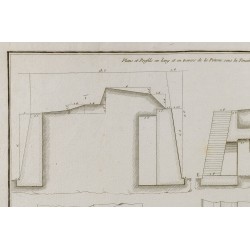 Gravure de 1800ca - Gravure architecture militaire - Plan poterne sous la tenaille - 3