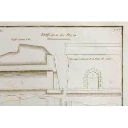 Gravure de 1800ca - Gravure architecture militaire - Plan poterne sous la tenaille - 4