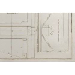 Gravure de 1800ca - Gravure architecture militaire - Plan poterne sous la tenaille - 6