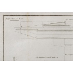 Gravure de 1800ca - Gravure architecture militaire - Plan ancien, aqueduc, fortification - 3