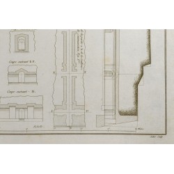 Gravure de 1800ca - Gravure architecture militaire - Galeries des mines - 6