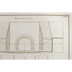 Gravure de 1800ca - Gravure architecture militaire - Porte d'entrée de la poterne - 4