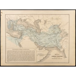 Gravure de 1860 - Carte de l'Empire d'Alexandre le Grand - 1