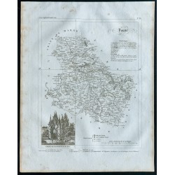 Gravure de 1830 - Carte ancienne de l'Yonne - 1