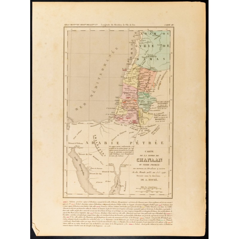 Gravure de 1859 - Carte de la Terre de Chanaan ou Terre Promise - 1