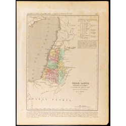 Gravure de 1859 - La Terre Sainte partagée en 12 tribus - 1