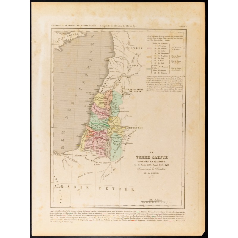 Gravure de 1859 - La Terre Sainte partagée en 12 tribus - 1