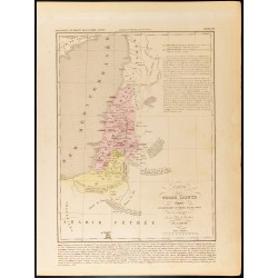 Gravure de 1859 - Carte de la Terre Sainte divisée en royaumes d'Israël et de Juda - 1