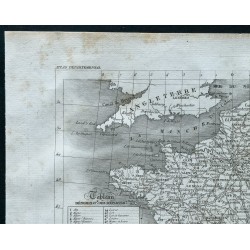 Gravure de 1830 - Carte de France divisée en 86 départements - 2