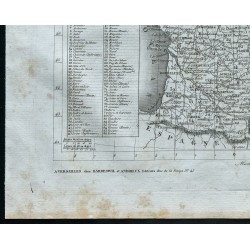 Gravure de 1830 - Carte de France divisée en 86 départements - 4