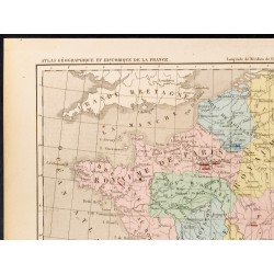 Gravure de 1859 - Carte de France sous les enfants de Clovis - 2