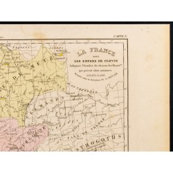 Gravure de 1859 - Carte de France sous les enfants de Clovis - 3