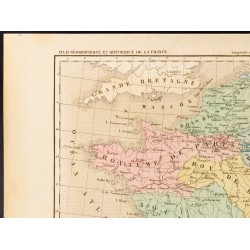 Gravure de 1859 - Carte de France après Clotaire Ier - 2