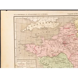 Gravure de 1859 - Carte de la France des mérovingiens. - 2