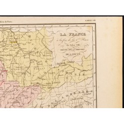 Gravure de 1859 - Carte de la France des mérovingiens. - 3
