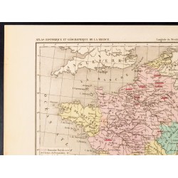 Gravure de 1859 - Carte de France après Philippe Auguste - 2