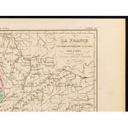 Gravure de 1859 - Carte de France après Philippe Auguste - 3