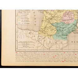 Gravure de 1859 - Carte de France après Philippe Auguste - 4
