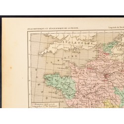 Gravure de 1859 - Carte de France après Charles IV dit Le Bel - 2