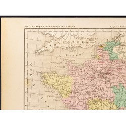 Gravure de 1859 - Carte de France après Philippe VI De Valois - 2
