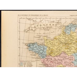 Gravure de 1859 - Carte de France après Charles VI - 2