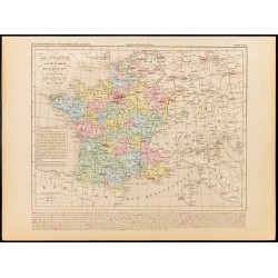 Gravure de 1859 - Carte de France après Louis XV - 1