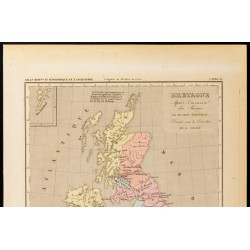Gravure de 1859 - Carte de la Grande Bretagne après invasion des Saxons - 2
