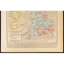 Gravure de 1859 - Carte de la Grande Bretagne après invasion des Saxons - 3