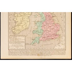 Gravure de 1859 - Carte de la Grande Bretagne Anglo-Saxonne - 3