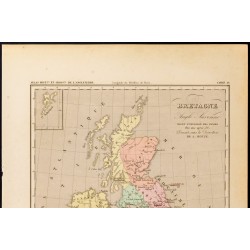Gravure de 1859 - Carte de la Grande-Bretagne Anglo-Saxonne - 2