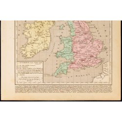 Gravure de 1859 - Carte de la Grande-Bretagne Anglo-Saxonne - 3