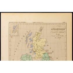 Gravure de 1859 - Carte d'Angleterre Écosse et Irlande en 900 - 2