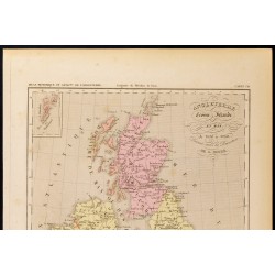 Gravure de 1859 - Carte de l'Angleterre Écosse et d'Irlande - 1100 à 1280 - 2
