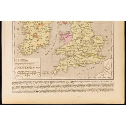 Gravure de 1859 - Carte de l'Angleterre Écosse et d'Irlande - 1100 à 1280 - 3