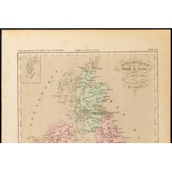 Gravure de 1859 - Carte de l'Angleterre Irlande & Écosse - 1281 à 1400 - 2