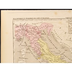 Gravure de 1859 - Carte de la Grèce et de l'Italie - 2