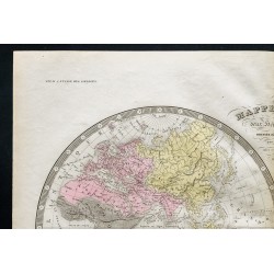 Gravure de 1838 - Mappemonde et indication des races humaines - 2