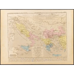 Gravure de 1859 - Carte de Grèce et d'Italie - 1