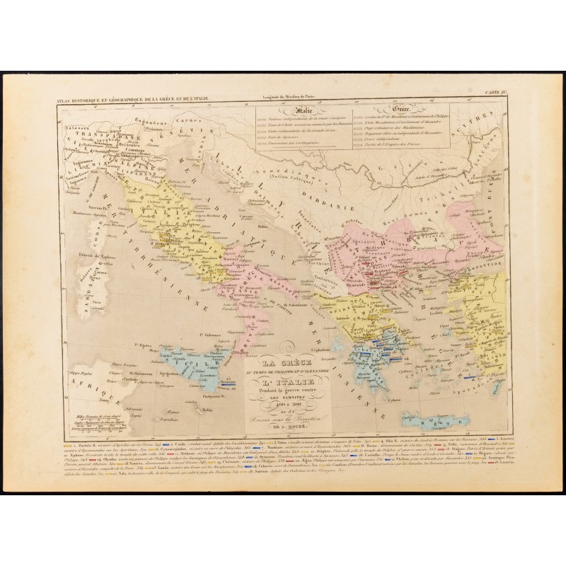 Gravure de 1859 - Carte de Grèce et d'Italie - 1
