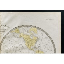 Gravure de 1838 - Mappemonde et indication des races humaines - 3