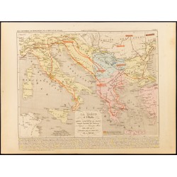 Gravure de 1859 - Carte ancienne de Grèce et d'Italie - 1