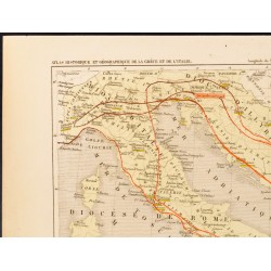 Gravure de 1859 - Carte ancienne de Grèce et d'Italie - 2