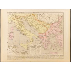 Gravure de 1859 - Empire romain d'orient et Royaume des Ostrogoths - 1