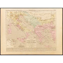 Gravure de 1859 - Empire romain d'orient et royaume des Lombards - 1